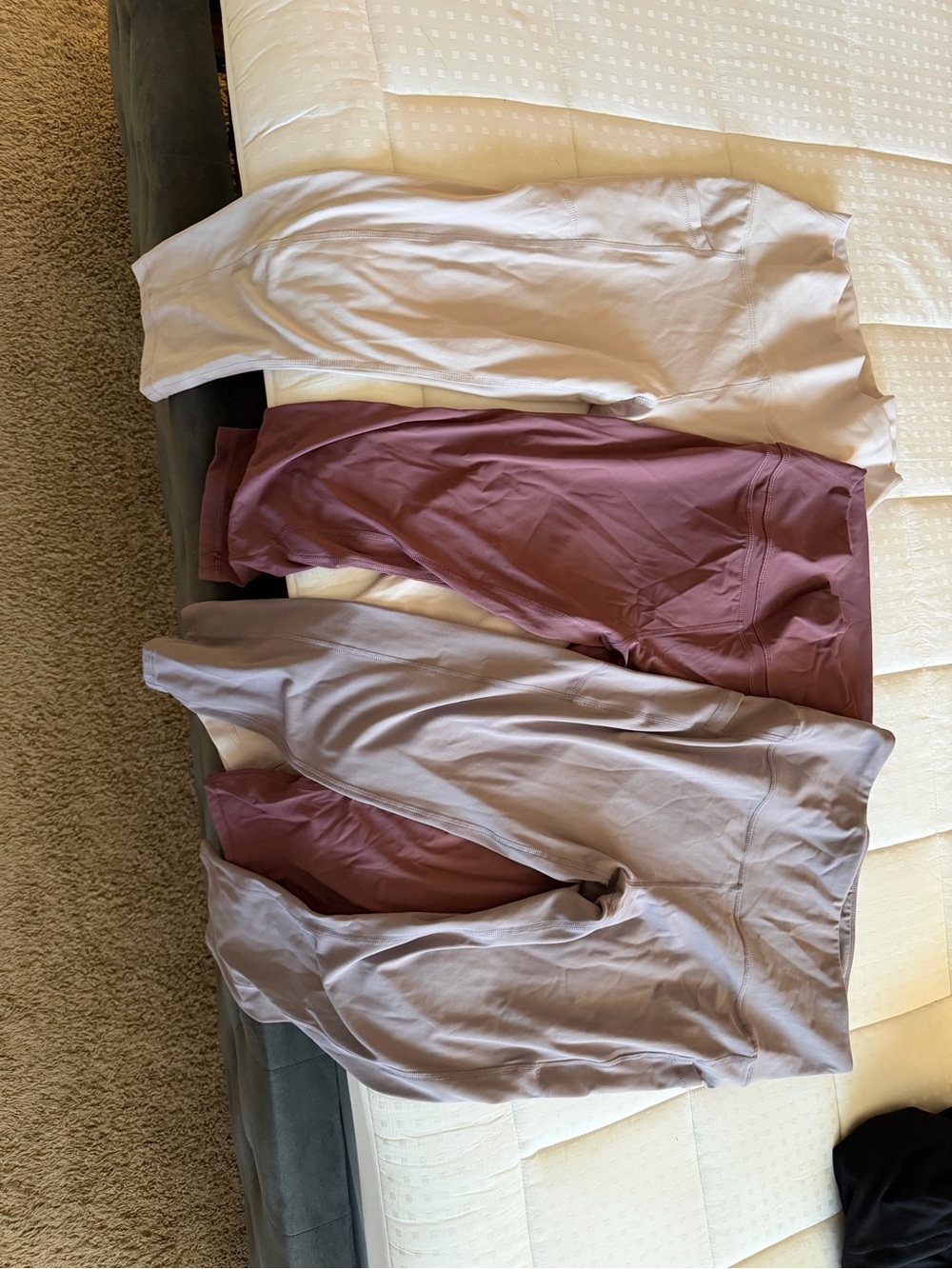 Set of Three Women's Leggings in Mauve, Dusty Rose, and Cream
